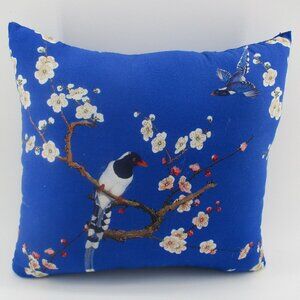 14" Deep Blue Exotic Bird Pillow.